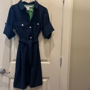 Gretchen Scott belted button up shirt dress Navy